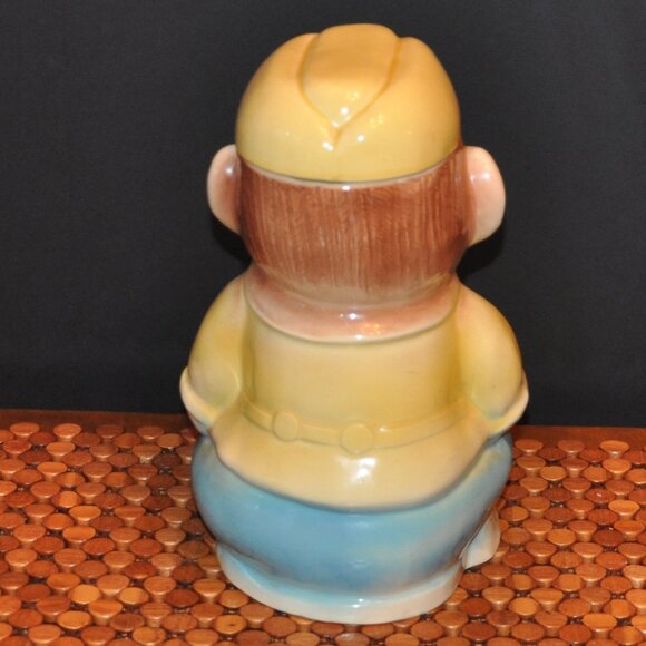 Vintage 1950s Roseville Robinson Ransbottom Jocko Monkey Bananas Cookie Jar 12" - Picture 3 of 8